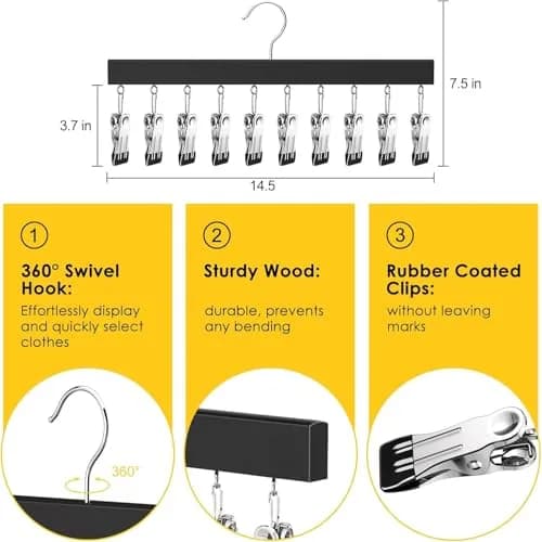ORROENS Legging Organizer for Closet, Pants Hangers with Clips, 4 Pack (15.8" W x 7.4" H) | Maximize Closet Space thumbnail 6