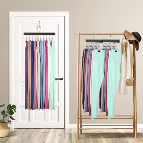ORROENS Legging Organizer for Closet, Pants Hangers with Clips, 4 Pack (15.8" W x 7.4" H) | Maximize Closet Space thumbnail 2