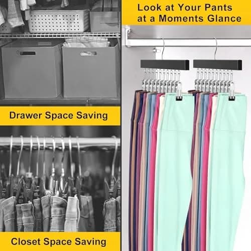 ORROENS Legging Organizer for Closet, Pants Hangers with Clips, 4 Pack (15.8" W x 7.4" H) | Maximize Closet Space thumbnail 3