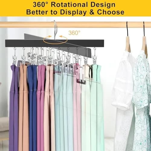 ORROENS Legging Organizer for Closet, Pants Hangers with Clips, 4 Pack (15.8" W x 7.4" H) | Maximize Closet Space thumbnail 4