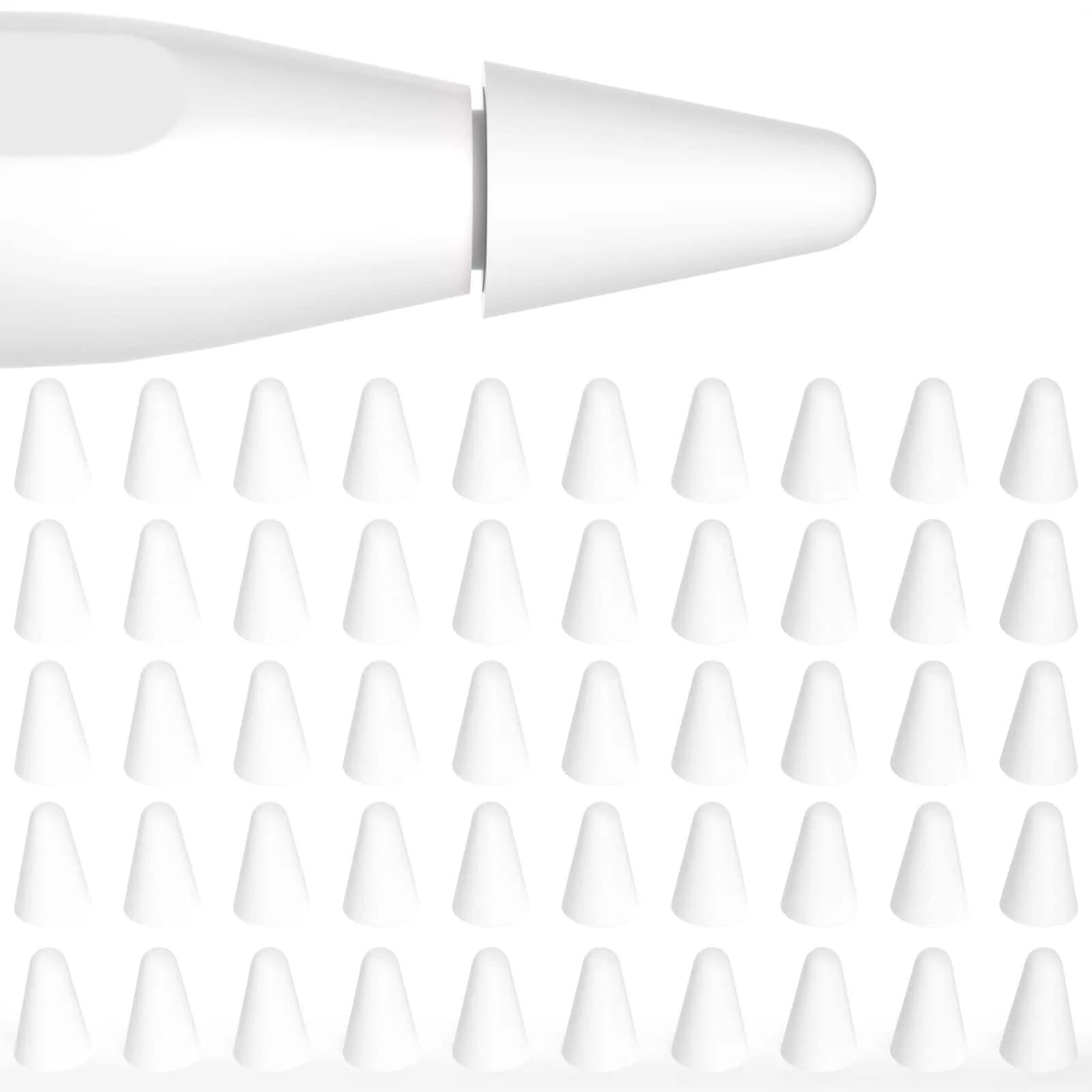 JOOSKO Milk White Silicone Nib Protectors for Apple Pencil 50 Pack | Noise-Free Drawing — Milk White