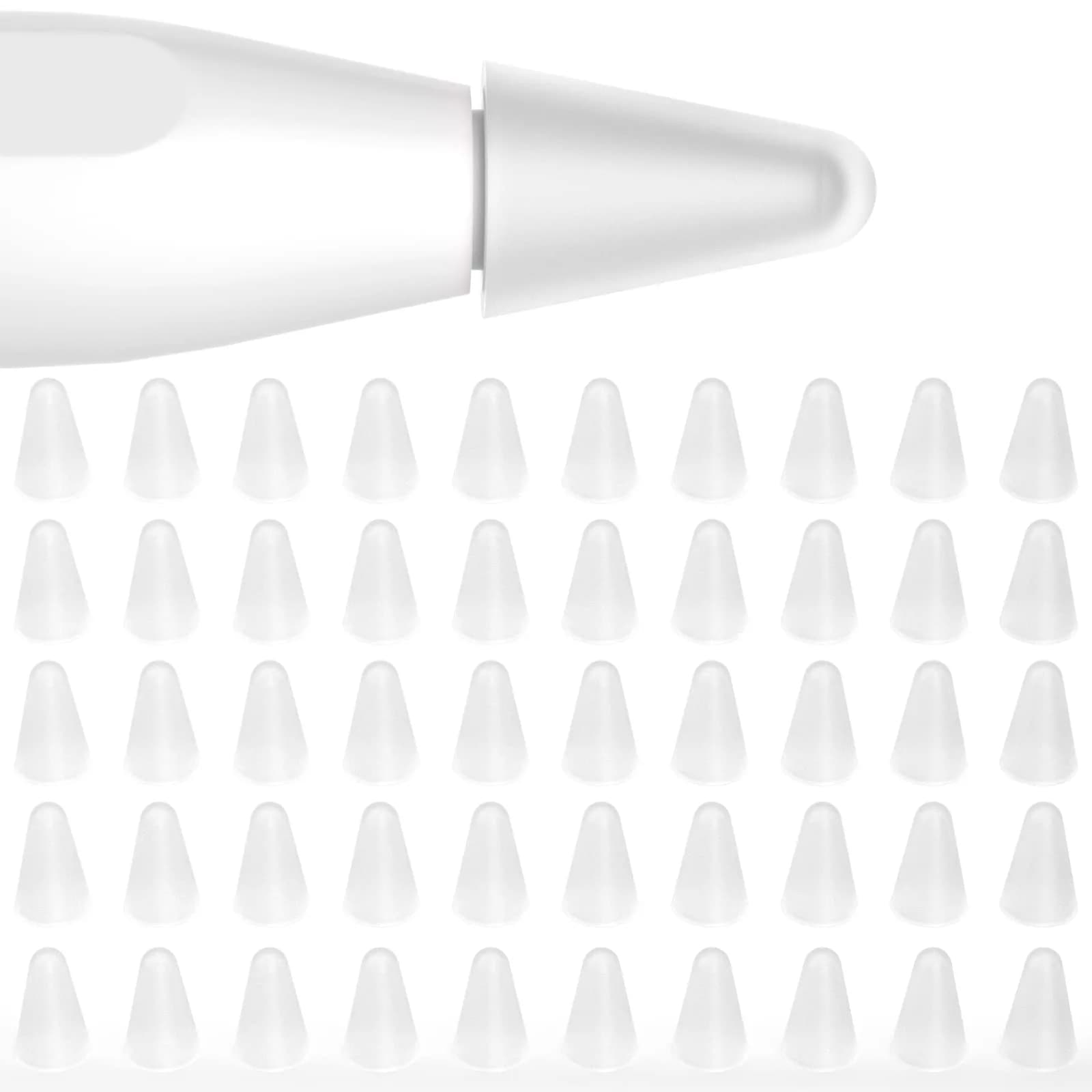 JOOSKO Apple Pencil Nib Protectors 50 Pack | Ultra Thin Silicone Noise-Free (Transparent) - main product image