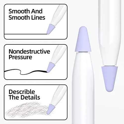 JOOSKO Silicone Tips Cover for Apple Pencil 2nd/1st Gen & USB-C | Noise-Free, Protective Lavender thumbnail 4