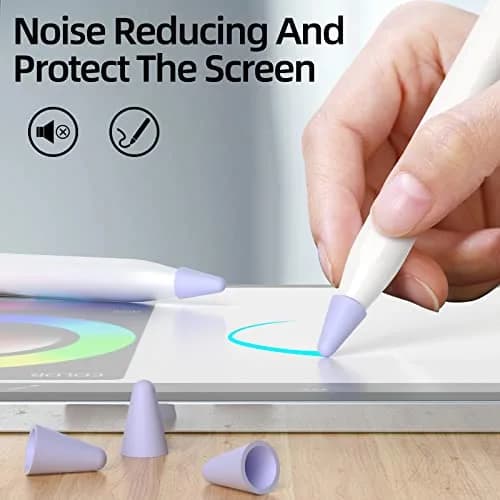 JOOSKO Silicone Tips Cover for Apple Pencil 2nd/1st Gen & USB-C | Noise-Free, Protective Lavender thumbnail 2