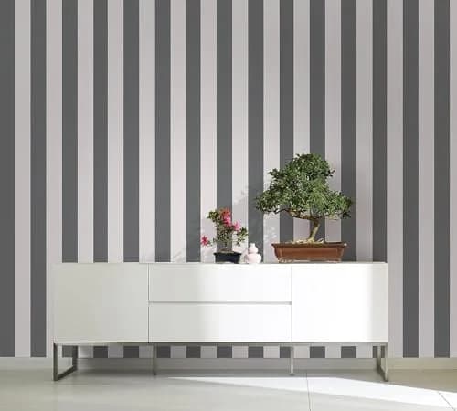 WALLCOVER Non-Woven Wallpaper Black Stripes 10.05 x 0.53 m | Modern Block Stripe Design for Home & Office thumbnail 2