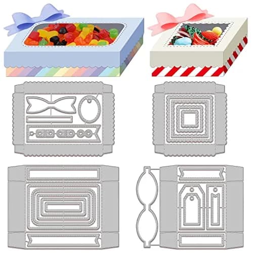 GLOBLELAND 3D Candy Box Cutting Dies Set | Reusable Carbon Steel Templates for Scrapbooking & Card Making (134x98mm, 4Pcs) thumbnail 1
