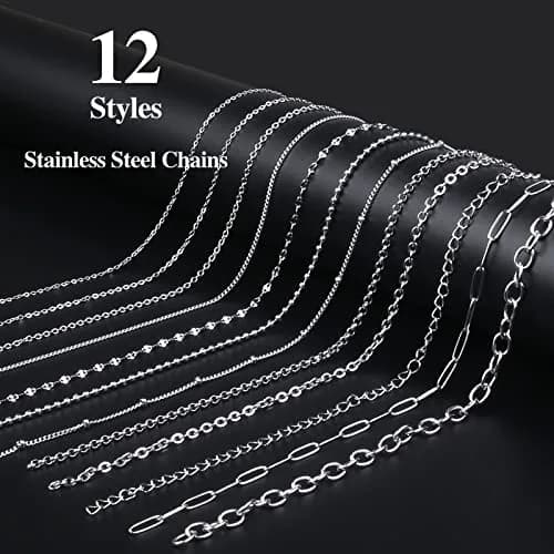 Ecoofor Stainless Steel Jewelry Chain Set with Jump Rings & Clasps | 270.6 meters (95.1 ft) Silver thumbnail 2