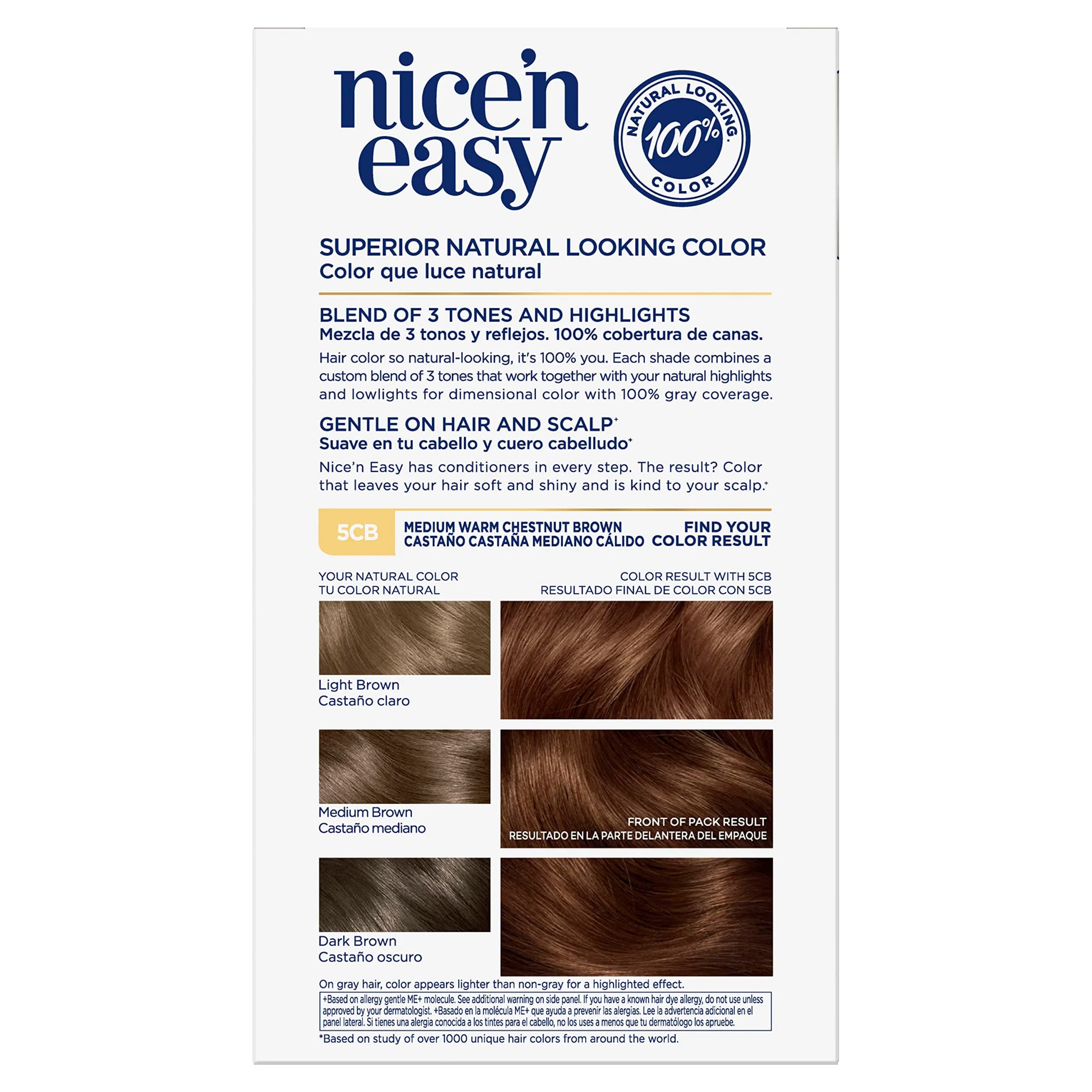 Clairol Nice'n Easy Permanent Hair Dye 5CB Medium Warm Chestnut Brown, 3-Pack - view 2