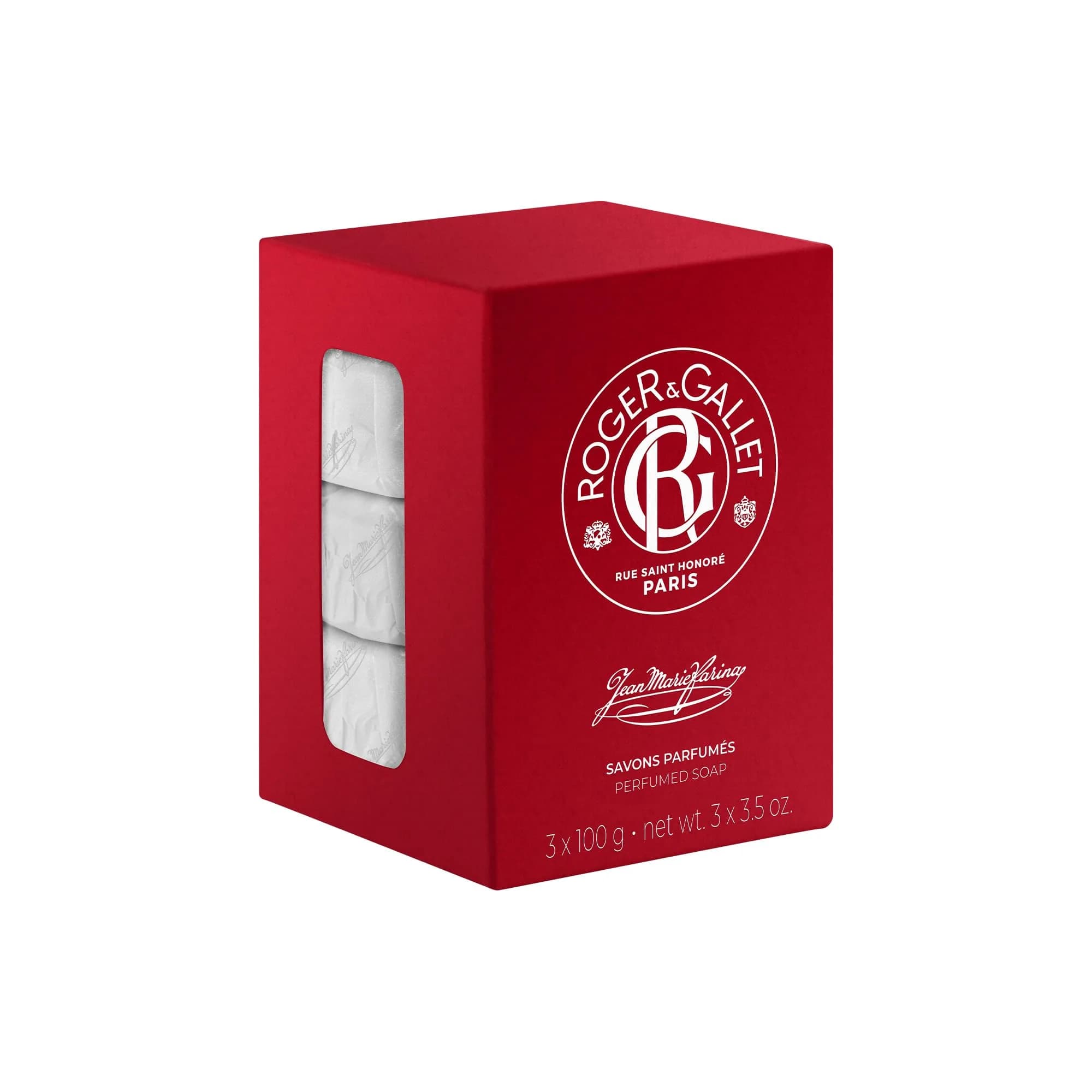 ROGER & GALLET Jean Marie Farina Perfumed Soap 3 x 3.5 oz | French citrus fragrance, gentle skin cleansing — 3.52 Ounce