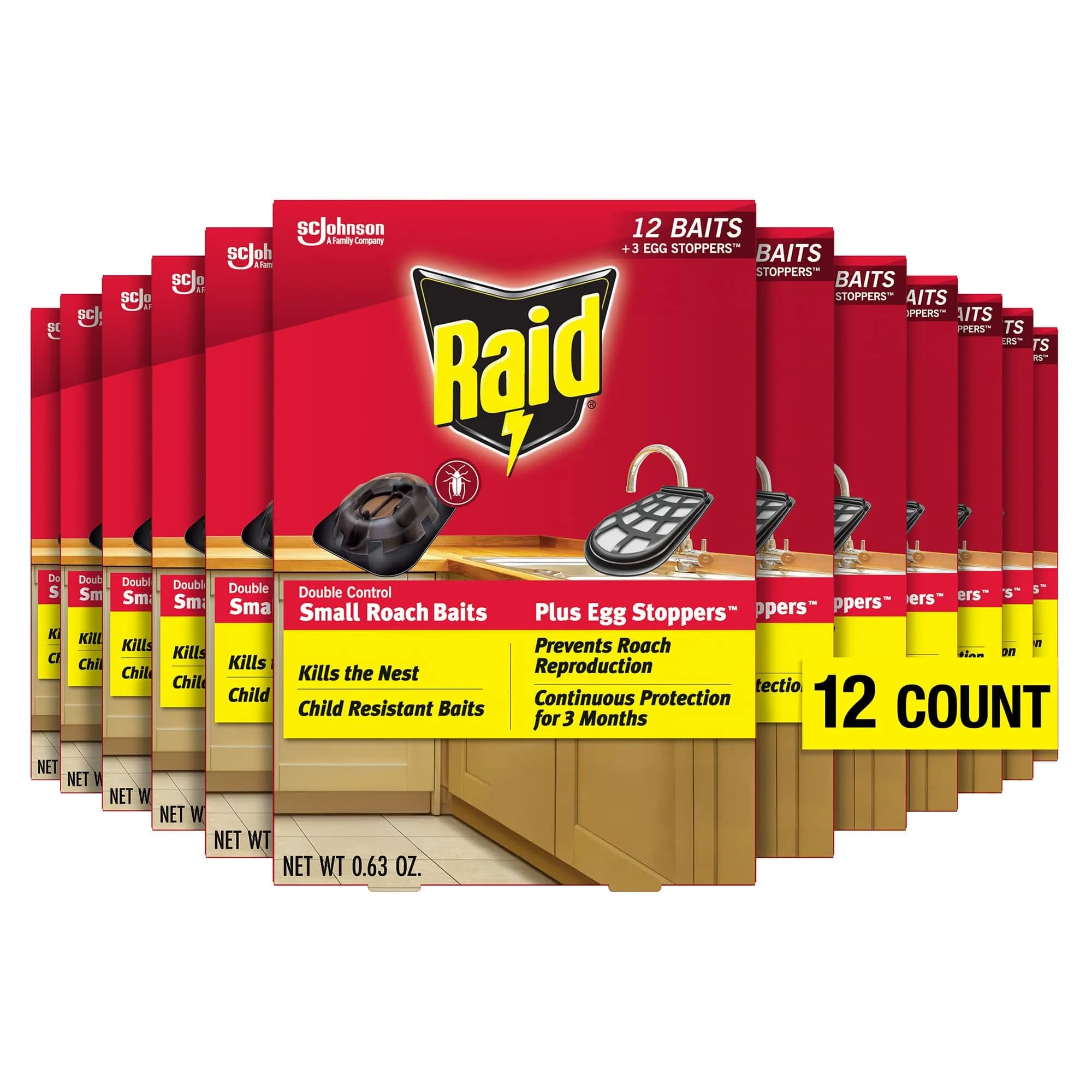 Raid Double Control Small Roach Baits 12 Count | Kills Roaches & Stops Eggs in India