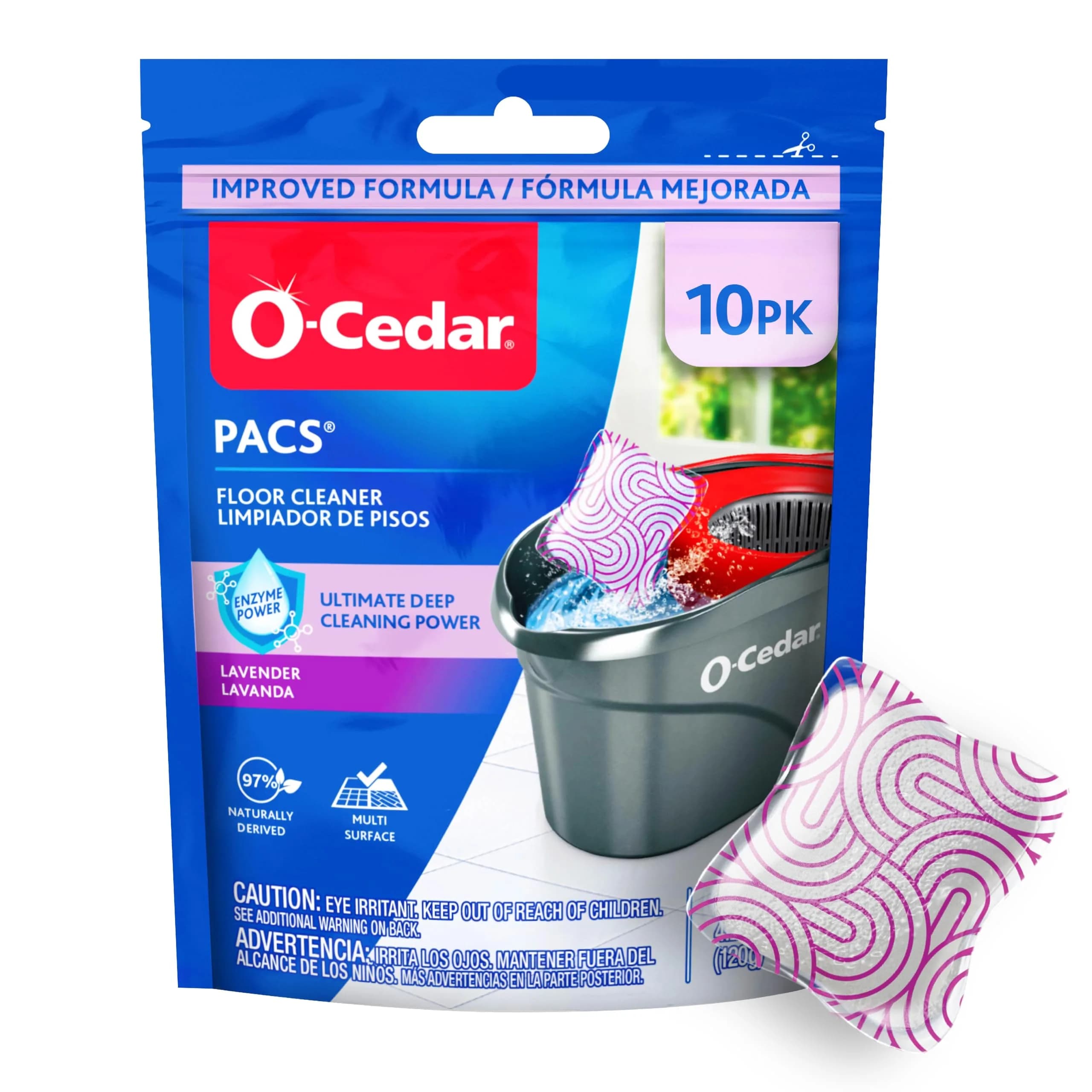 O-Cedar PACS Hard Floor Cleaner Lavender Scent 24 Count (1-Pack) | Naturally-Derived Ingredients — No Color