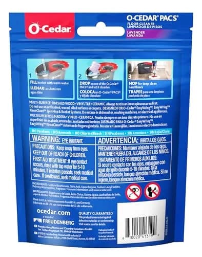O-Cedar PACS Hard Floor Cleaner Lavender Scent 10ct (1-Pack) | Made with Naturally-Derived Ingredients thumbnail 9