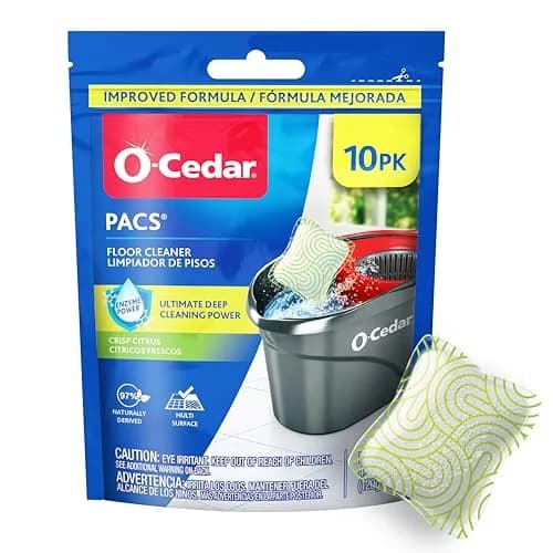 O-Cedar PACS Floor Cleaner Crisp Citrus Scent 10 Count (1.6 Gallons per PAC) | Enzyme-Powered Pods for Streak-Free Cleaning thumbnail 1