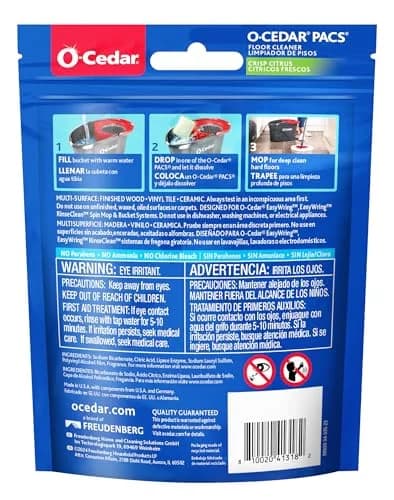 O-Cedar PACS Floor Cleaner Crisp Citrus Scent 10 Count (1.6 Gallons per PAC) | Enzyme-Powered Pods for Streak-Free Cleaning thumbnail 9
