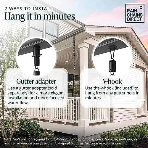 Rain Chains Direct Channel Link Rain Chain Extension 3 Feet Durable Aluminum Black Powder Coating | Custom Length for Gutters thumbnail 5