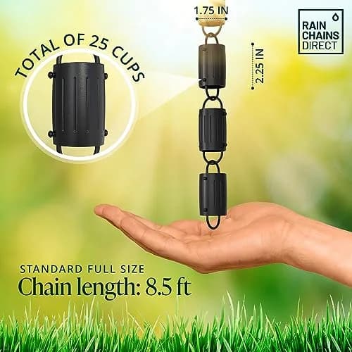 Rain Chains Direct Channel Link Rain Chain Extension 3 Feet Durable Aluminum Black Powder Coating | Custom Length for Gutters thumbnail 3