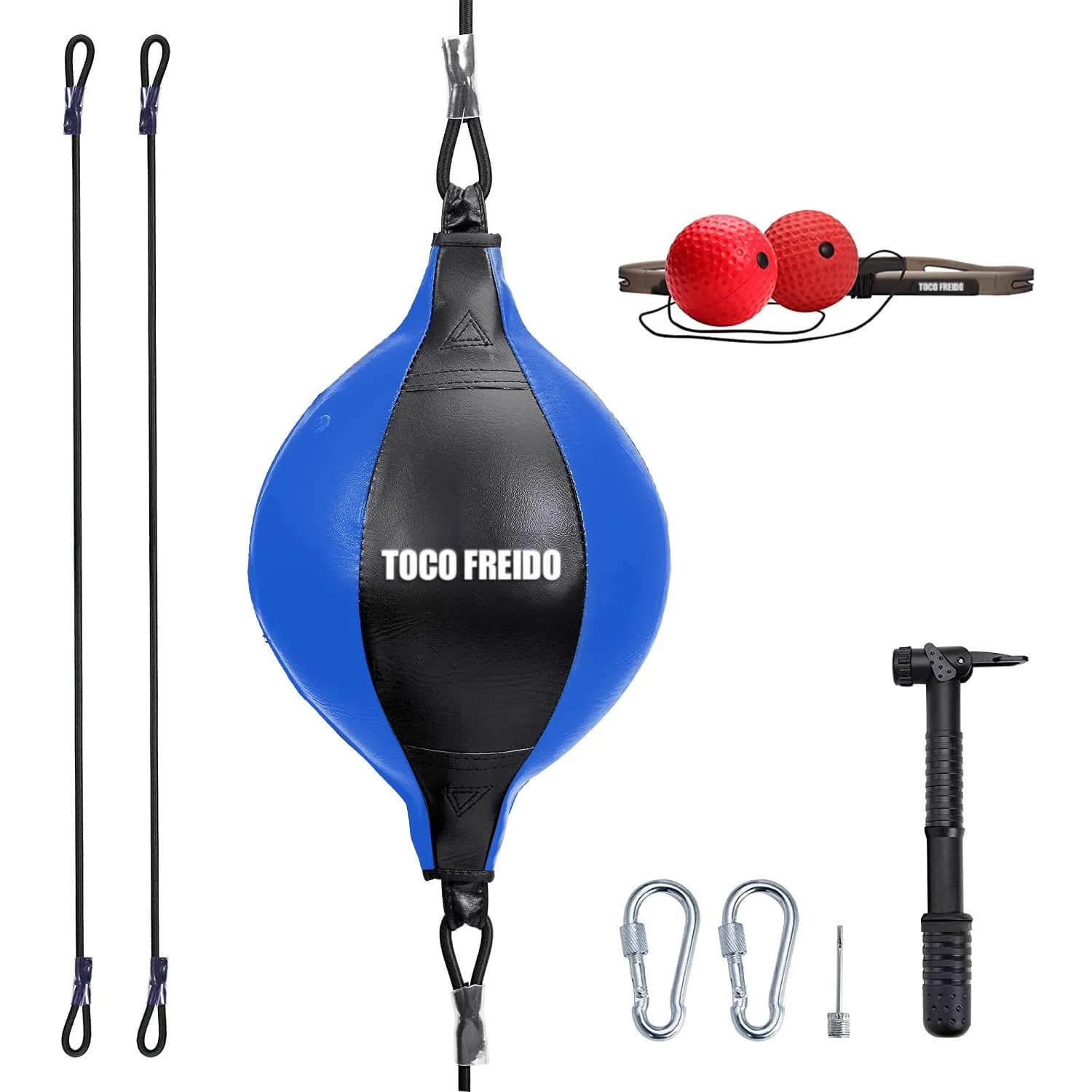 TOCO FREIDO MMA Punching Reflex Ball & Double End Ball Set | 4in (10.16cm) Diameter — Blue