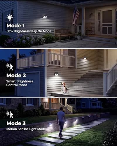 Peasur Solar Powered Wall Lights 8 Pack | 140 LED Motion Sensor Waterproof Security Lights thumbnail 4