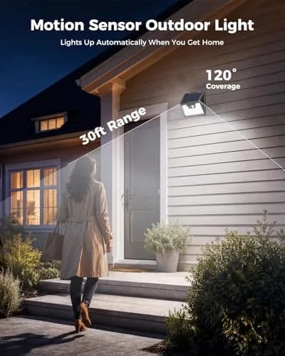 Peasur Solar Powered Wall Lights 8 Pack | 140 LED Motion Sensor Waterproof Security Lights thumbnail 5