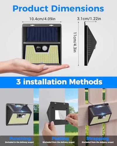 Peasur Solar Powered Wall Lights 8 Pack | 140 LED Motion Sensor Waterproof Security Lights thumbnail 7