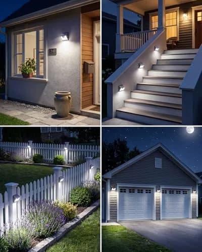 Peasur Solar Powered Wall Lights 8 Pack | 140 LED Motion Sensor Waterproof Security Lights thumbnail 3