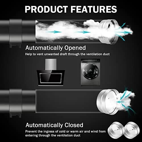 Kikerike 6 Inch (150mm) Backdraft Damper Duct Stopper - 2 Pcs | Prevents Air Recirculation thumbnail 4
