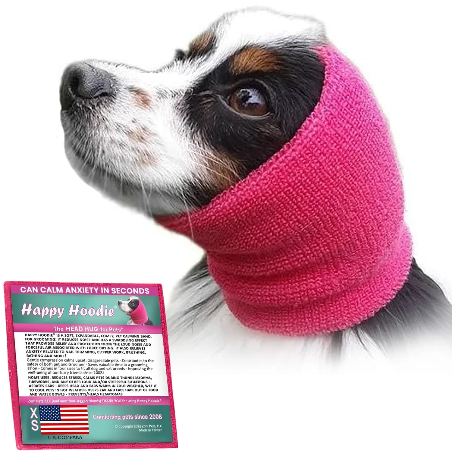 ZONI PETS Happy Hoodie The Original Dog & Cat Calming Band for Noise & Anxiety Relief | Stress & Noise Calmer (110 characters)