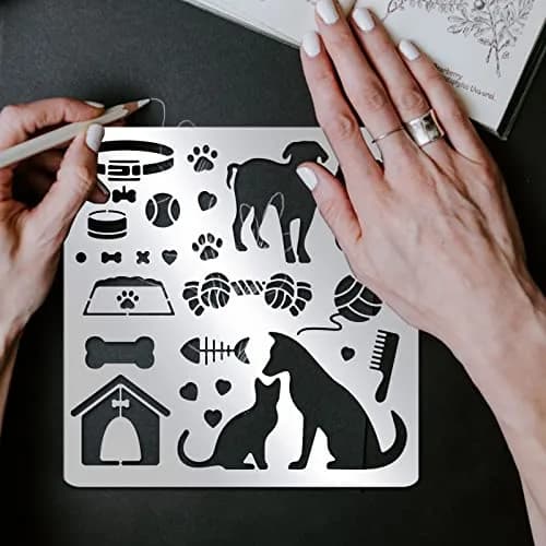 INFUNLY Cat and Dog Metal Stencils 15.6 cm (6.15") | Reusable Stainless Steel Templates for DIY Art Projects thumbnail 6