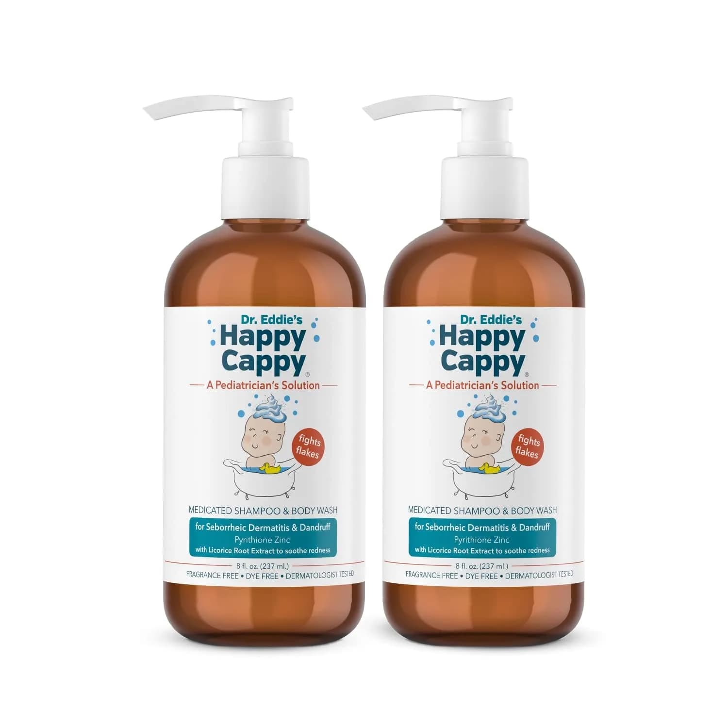 Happy Cappy Medicated Shampoo and Body Wash 32 Fl Oz (Pack of 4) | Pediatrician-Designed for Cradle Cap & Dandruff — 8 Fl Oz / Shampoo Only