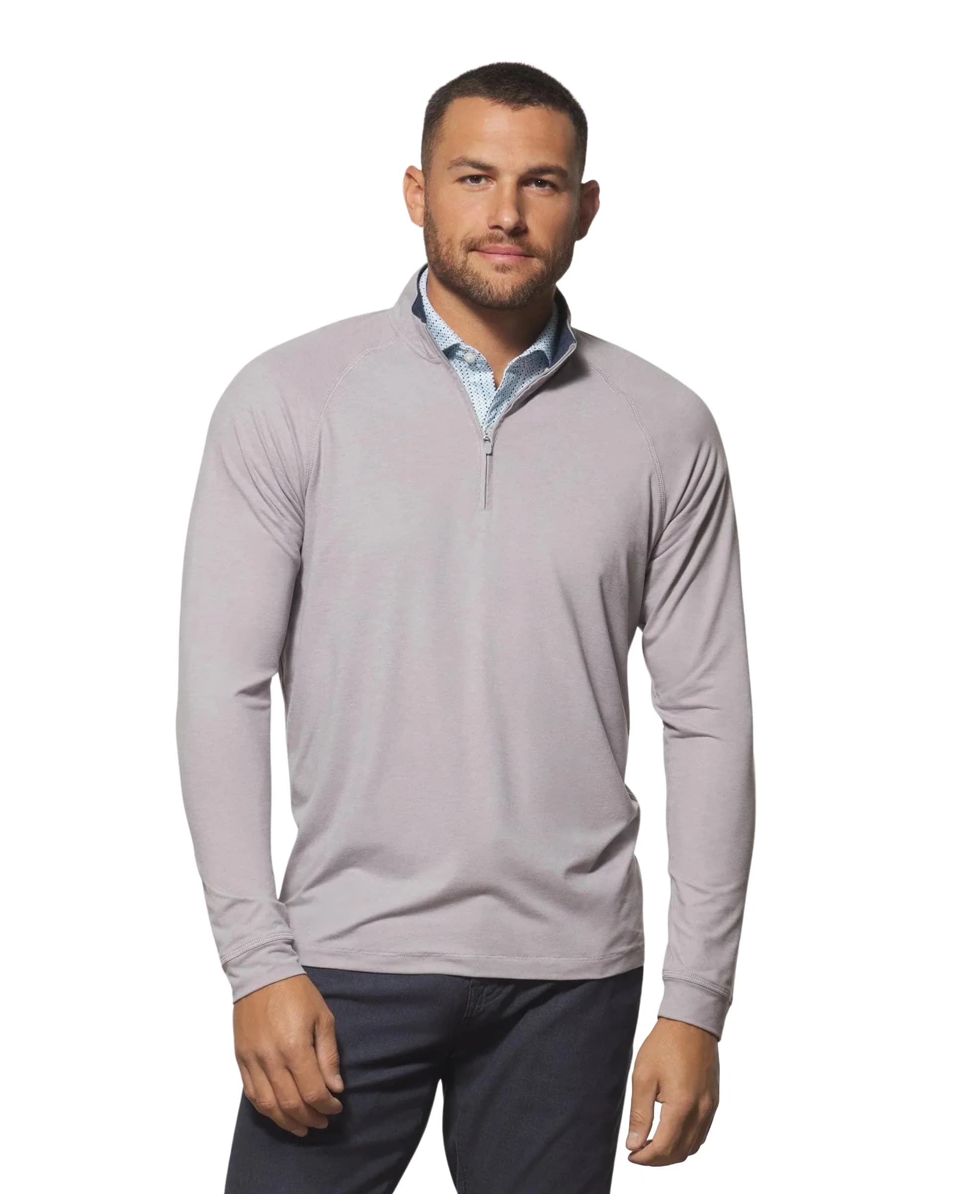 johnnie-O Freeborne Performance 1/4 Zip Pullover Seal/L | Lightweight, Stretch, Moisture-Wicking for Men