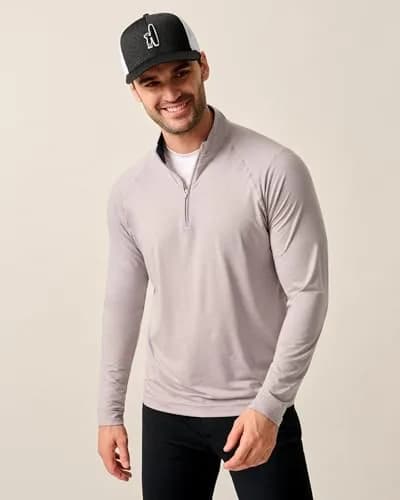 johnnie-O Freeborne Performance 1/4 Zip Pullover Seal/L | Lightweight, Stretch, Moisture-Wicking for Men thumbnail 4