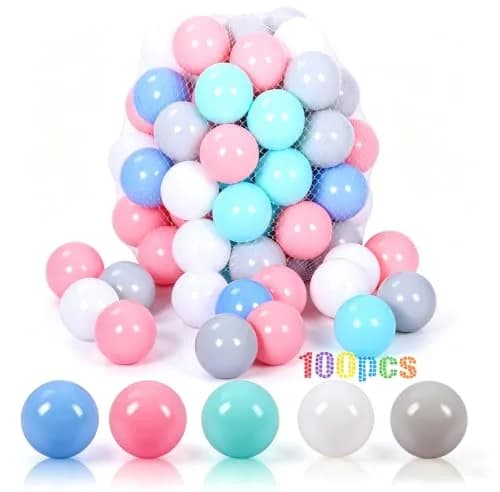 LANGXUN Plastic Ball Pit Balls for Baby Toddler Kids | 100 pcs, 2.2" Diameter, BPA-Free thumbnail 1
