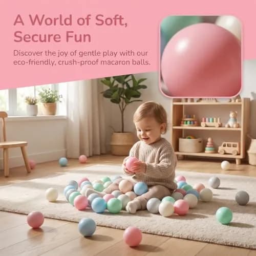 LANGXUN Plastic Ball Pit Balls for Baby Toddler Kids | 100 pcs, 2.2" Diameter, BPA-Free thumbnail 5