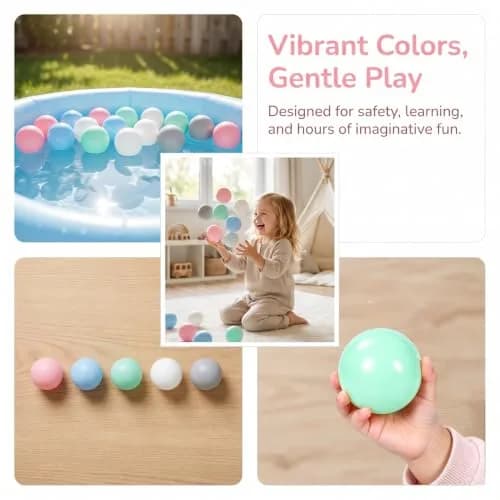 LANGXUN Plastic Ball Pit Balls for Baby Toddler Kids | 100 pcs, 2.2" Diameter, BPA-Free thumbnail 6