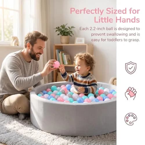 LANGXUN Plastic Ball Pit Balls for Baby Toddler Kids | 100 pcs, 2.2" Diameter, BPA-Free thumbnail 7