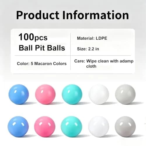 LANGXUN Plastic Ball Pit Balls for Baby Toddler Kids | 100 pcs, 2.2" Diameter, BPA-Free thumbnail 2