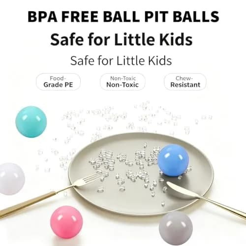 LANGXUN Plastic Ball Pit Balls for Baby Toddler Kids | 100 pcs, 2.2" Diameter, BPA-Free thumbnail 3