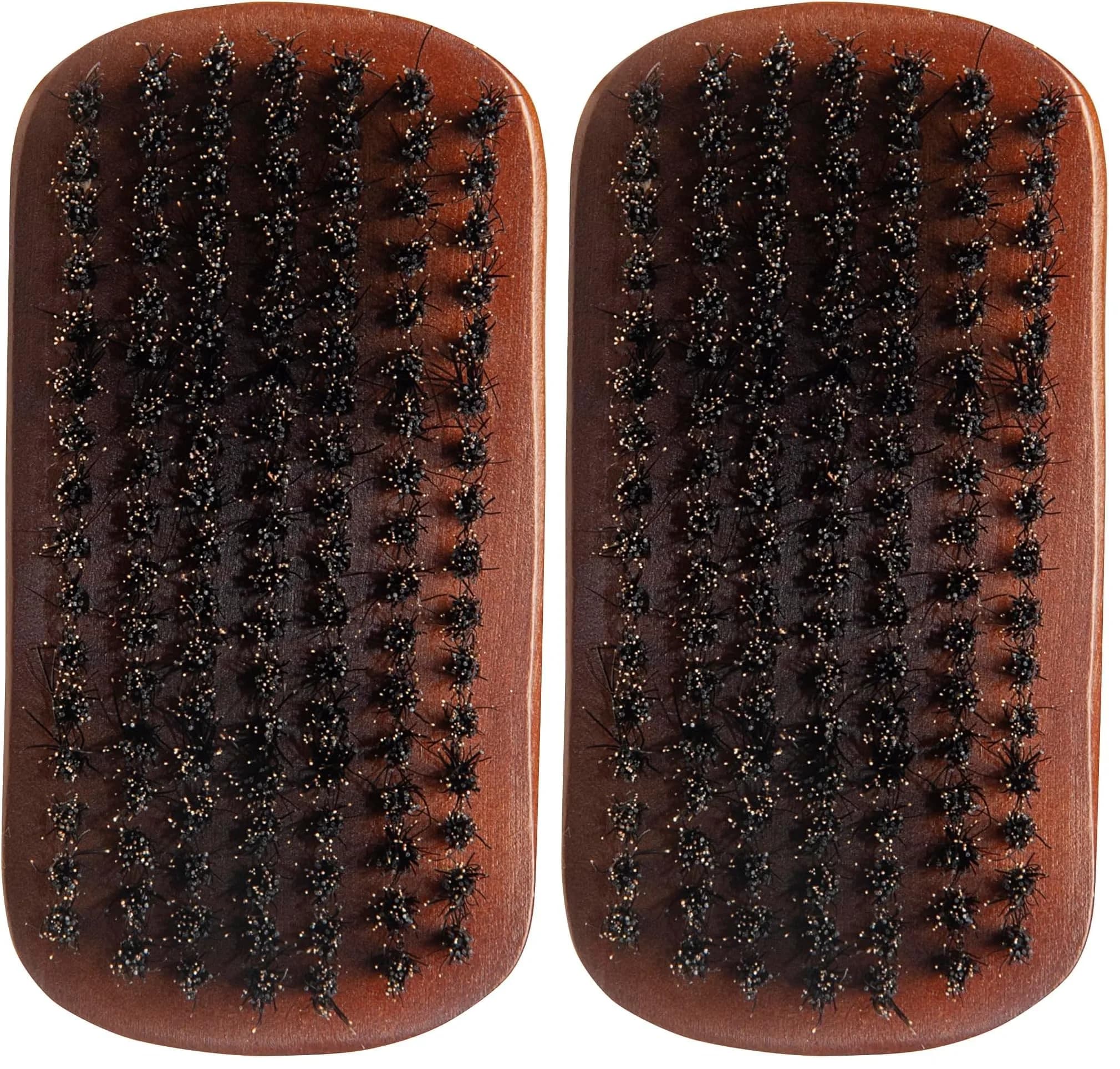 Diane Reinforced Boar Bristle Curved Military Wave Hair Brush (Pack of 2) | Medium Firmness for Thick Curly Hair — Curved Military