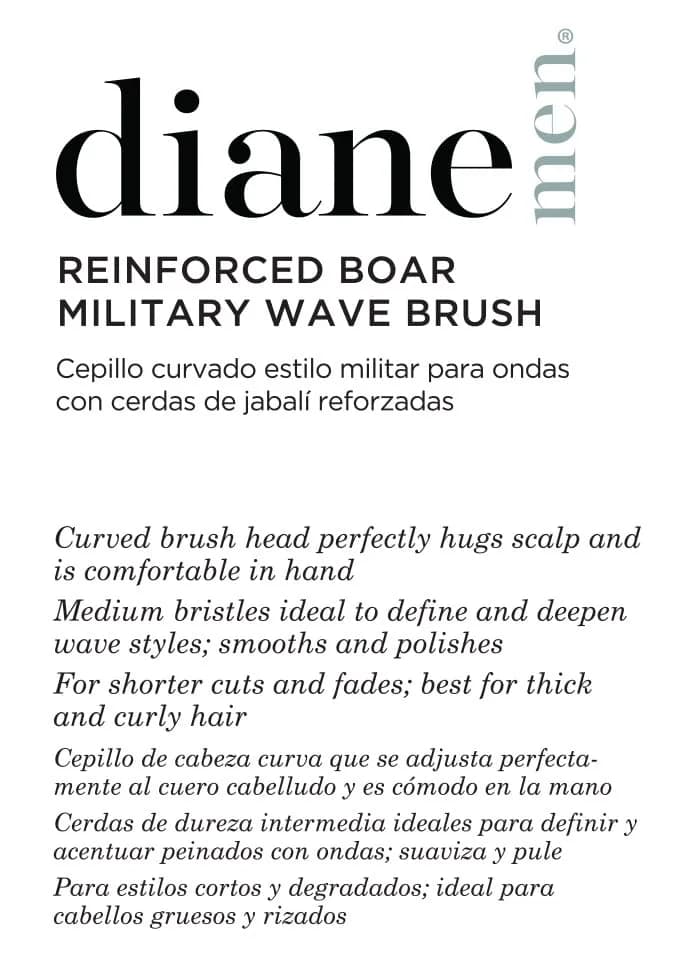 Diane Reinforced Boar Bristle Curved Military Wave Hair Brush (Pack of 2) | Medium Firmness for Thick Curly Hair thumbnail 4