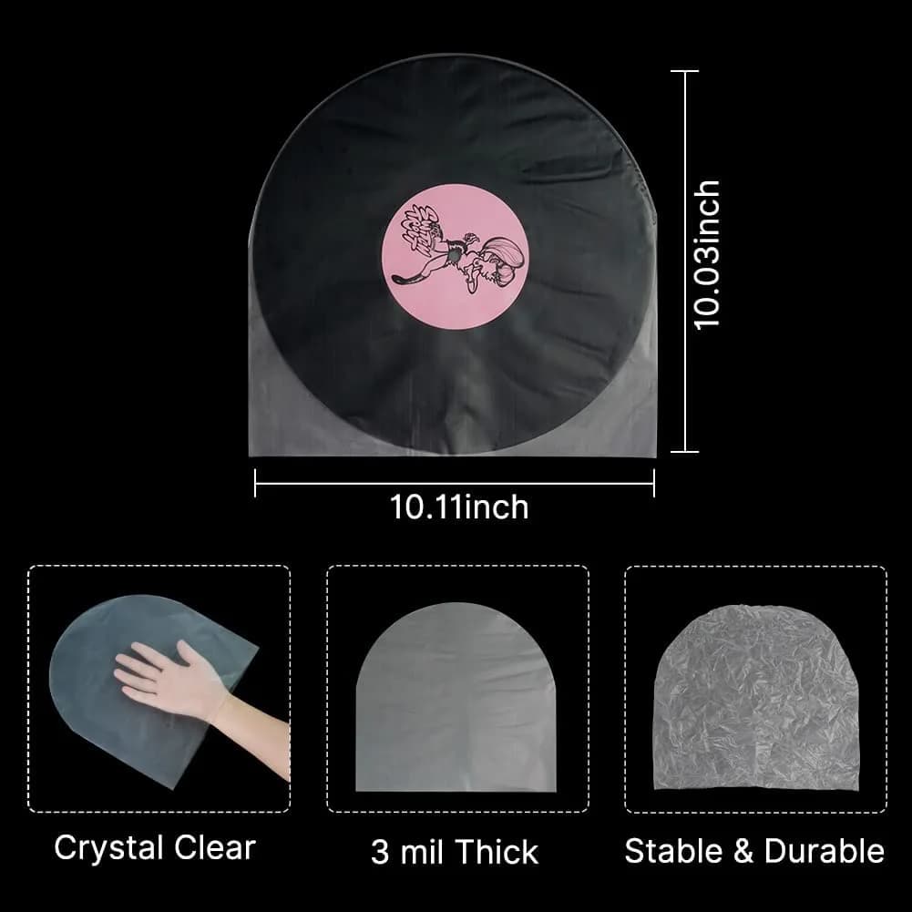 sdroceRyaM 100PCS 10 Inches Vinyl Record Inner Sleeves | Anti Static Round Bottom Protective Sleeves for LP Vinyl Record - view 5