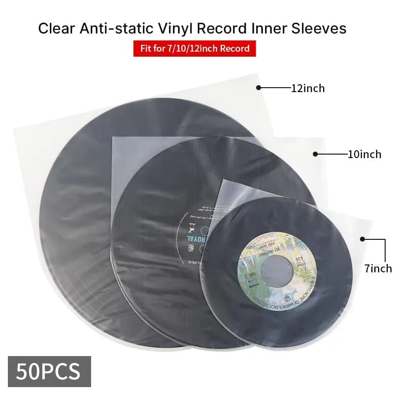 sdroceRyaM 100PCS 10 Inches Vinyl Record Inner Sleeves | Anti Static Round Bottom Protective Sleeves for LP Vinyl Record thumbnail 7