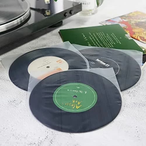 sdroceRyaM 100PCS 10 Inches Vinyl Record Inner Sleeves | Anti Static Round Bottom Protective Sleeves for LP Vinyl Record thumbnail 3