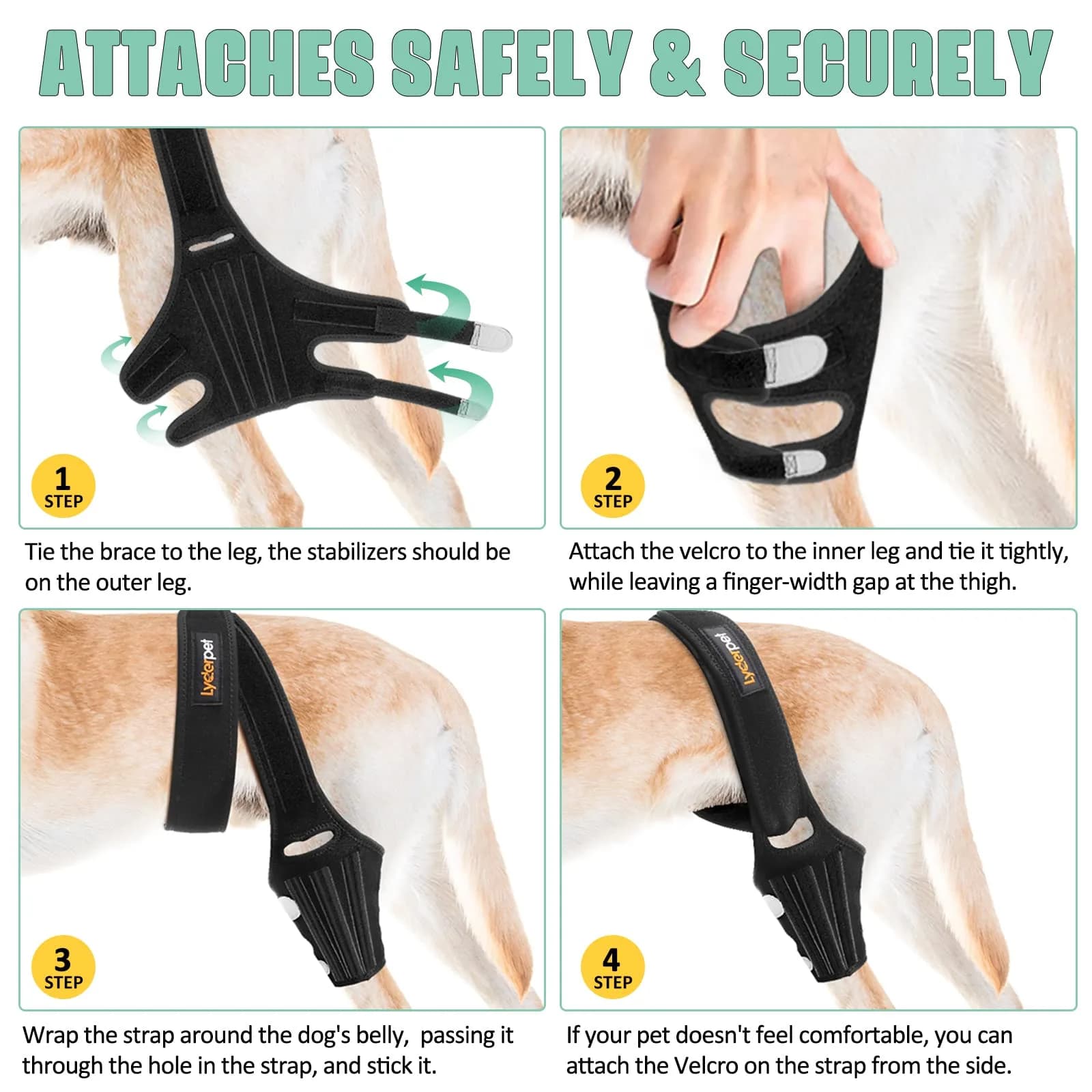Lyderpet Dog Knee Brace for Torn ACL Hind Leg, Medium Size | Strong Support for Joint Care - view 6