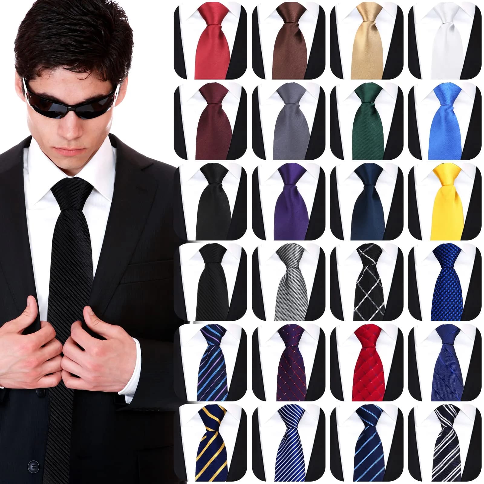 Unittype Classic 24 Pcs Zipper Pre-tied Neckties Assorted Colors | Adjustable & Stylish (70-120 chars) — Assorted Colors