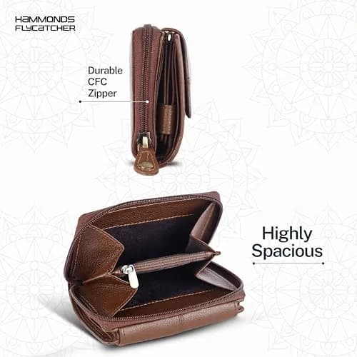 HAMMONDS FLYCATCHER Genuine Leather Ladies Wallet with 14 Card Slots & RFID Blocking | Clutch Purse for Women, Brushwood, M thumbnail 4