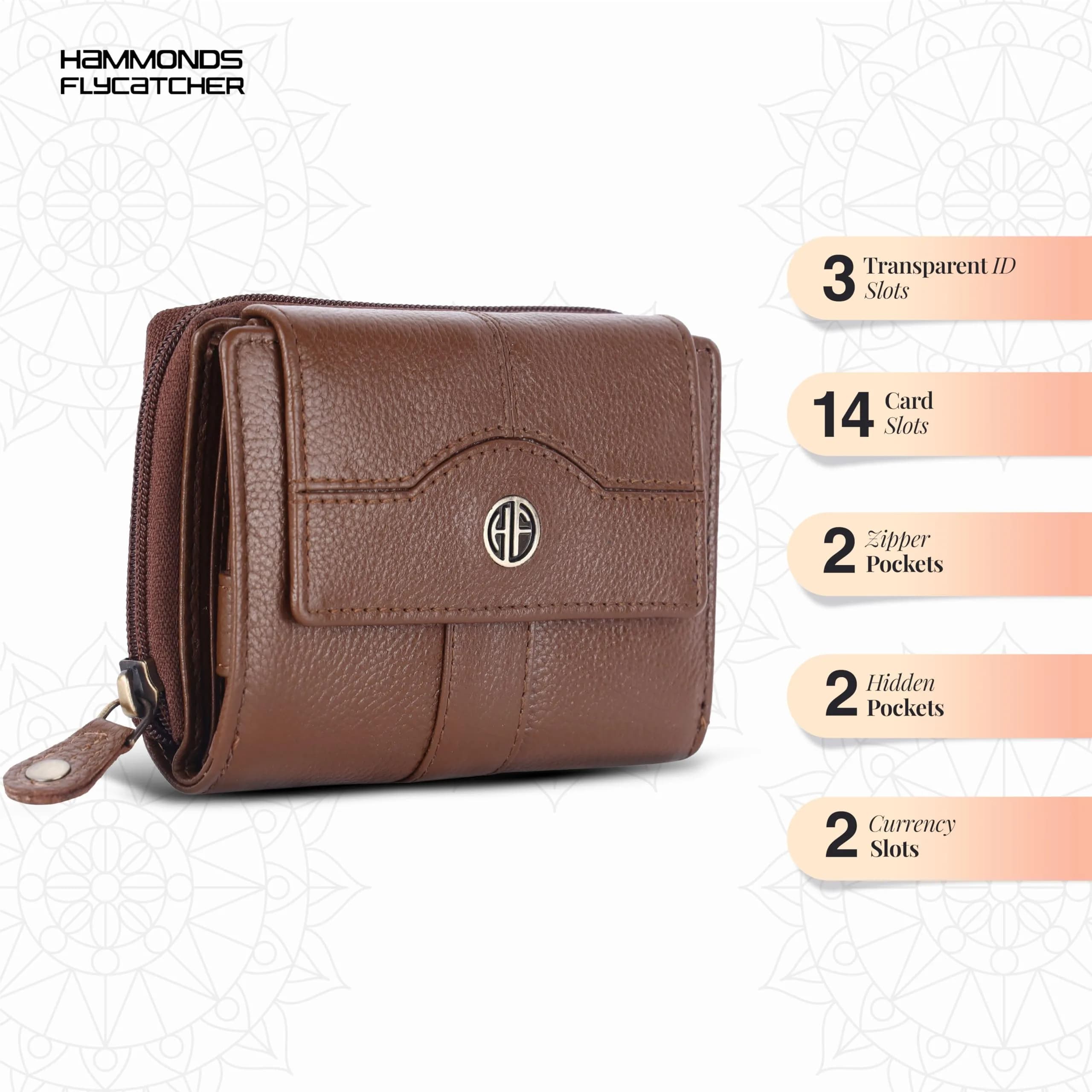 HAMMONDS FLYCATCHER Genuine Leather Ladies Wallet with 14 Card Slots & RFID Blocking | Clutch Purse for Women, Brushwood, M - view 2
