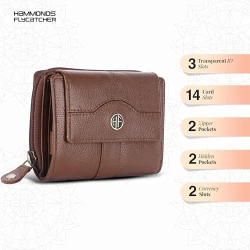 HAMMONDS FLYCATCHER Genuine Leather Ladies Wallet with 14 Card Slots & RFID Blocking | Clutch Purse for Women, Brushwood, M thumbnail 2
