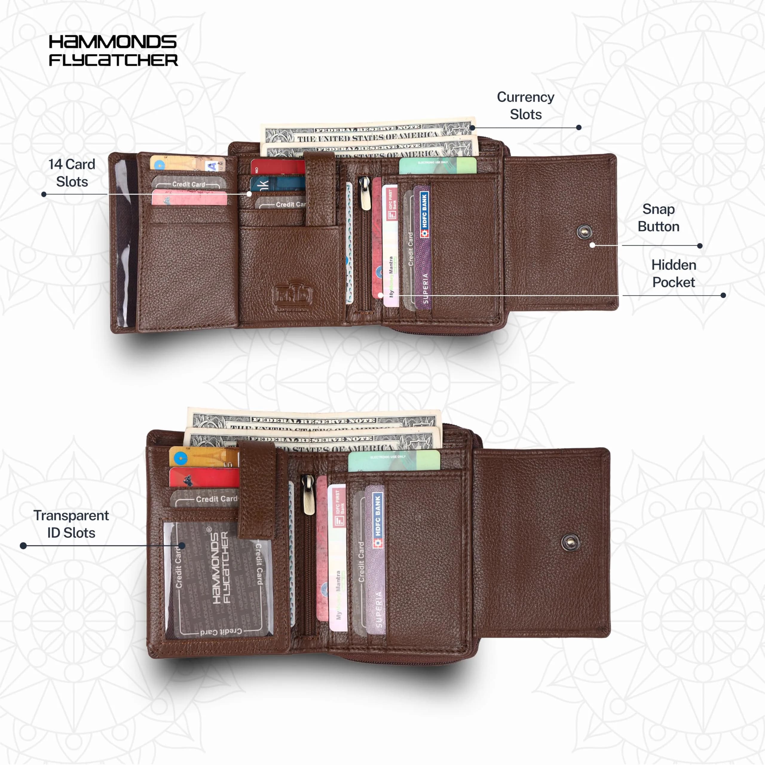HAMMONDS FLYCATCHER Genuine Leather Ladies Wallet with 14 Card Slots & RFID Blocking | Clutch Purse for Women, Brushwood, M - view 3