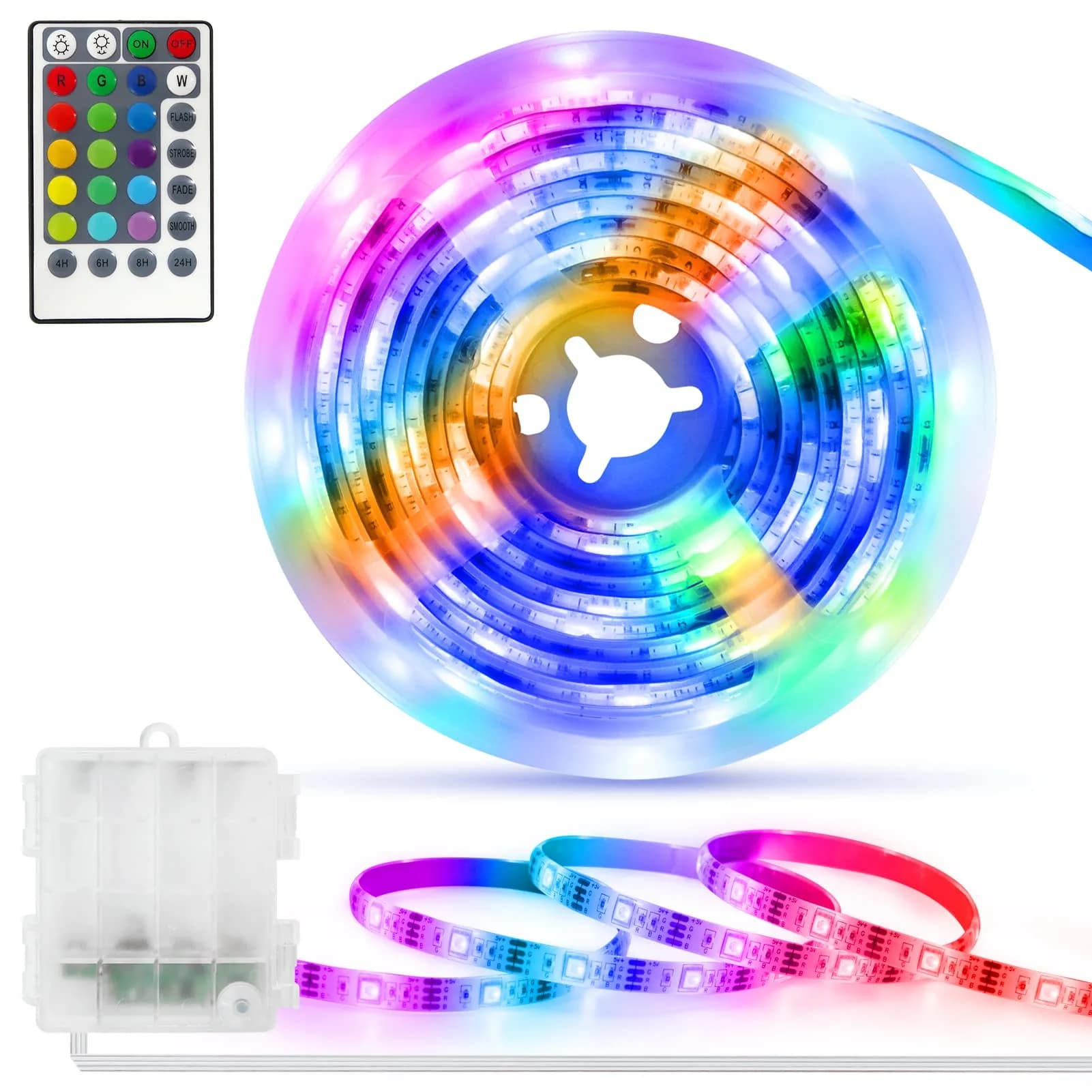 echosari RGB LED Strip Lights 6.6Ft with Remote, Color Changing, Dimmable, Timer, Self-Adhesive - main product image