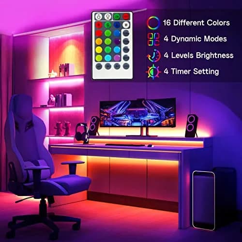 echosari Battery Powered RGB LED Strip Lights 2m (6.6ft) | Color Changing TV Backlights with Remote & Timer thumbnail 5